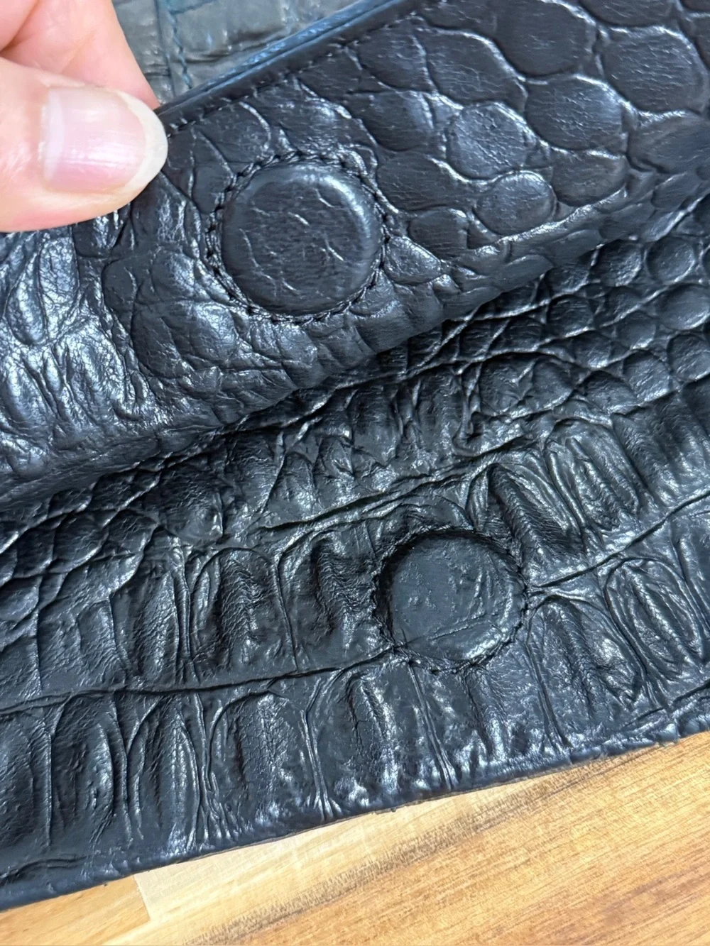 Linea Pelle  Patch Work Textured Leather Wristlet Clutch Excellent Condition